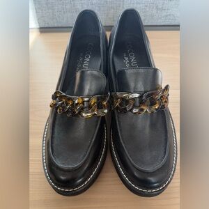 Black Loafers with Tortoise Chain